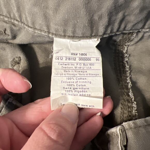 Carhartt Mens Dungaree Fit Carpenter Pants Size 44 Brown Rugged Work Wear Cotton - Picture 9 of 12